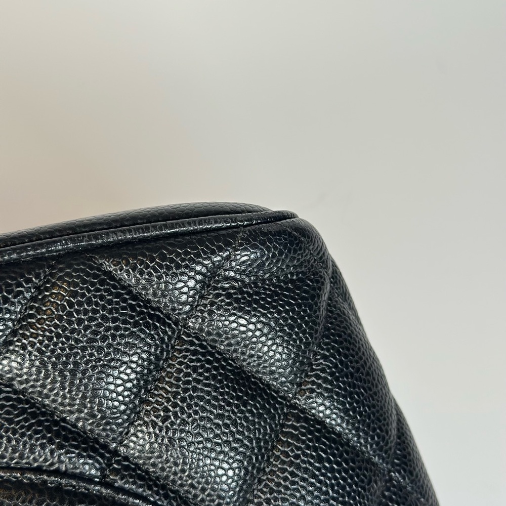 Authentic CHANEL Black Quilted Caviar Leather CC Medallion Tote - Picture 8 of 13